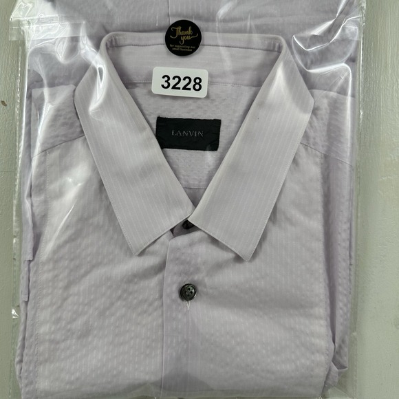 Lanvin‎ Men's Popover Bib Shirt 40 15 3/4 Medium Lavender Purple Made In Italy - Picture 15 of 15
